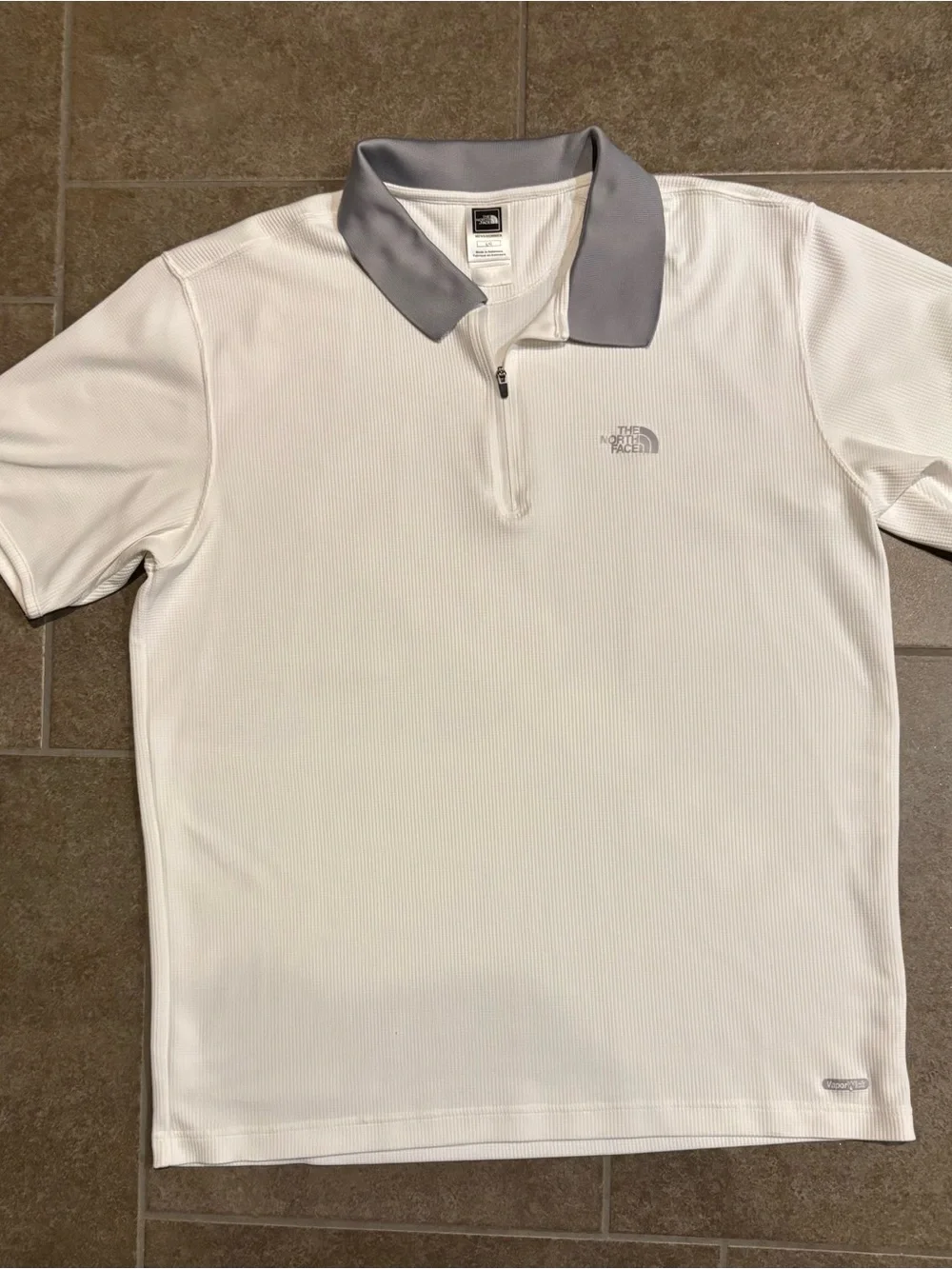 The North Face White Polo with Gray Collar Vapor wick